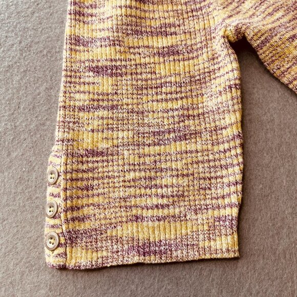 Sundance Fitted Sweater Size M Marled Yellow Purple Half Sleeve Scoop Neck - Picture 4 of 8